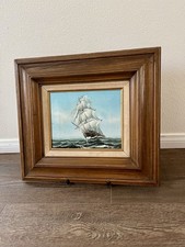 Pintura emoldurada de navio náutico com moldura de madeira 17/19 polegadas comprar usado  Enviando para Brazil