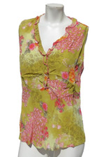 Blusa sem mangas LOCO LINDO US L rosa citron estampa floral rayon francês crepe comprar usado  Enviando para Brazil