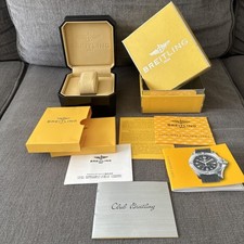 Breitling 1884 caixa e caixa de relógio de armazenamento preto vazio com folhetos, 29.06.25, usado comprar usado  Enviando para Brazil