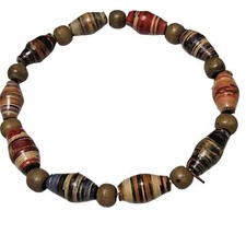 Pulseira elástica de contas de papel reciclado feita à mão ecologicamente correta joias leves comprar usado  Enviando para Brazil