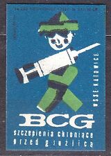 POLAND 1964 Matchbox Label Z#501 II, BCG vaccination against tuberculosis., używany na sprzedaż  PL