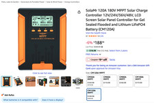  Controlador de carga solar 120A 180V MPPT 12V/24V/36V/48V, tela LCD CM120A comprar usado  Enviando para Brazil