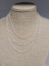 Usado, Corrente de prata esterlina 2 mm Singapura 18, 20 e 22 polegadas conjunto de 3 comprar usado  Enviando para Brazil