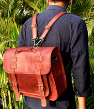 Mochila masculina vintage couro desgastado conversível mensageiro laptop bolsa unissex comprar usado  Enviando para Brazil