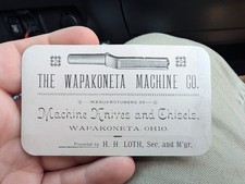 Tarjeta de visita publicitaria Wapakoneta Machine Company cuchillos y cinceles Ohio segunda mano  Embacar hacia Mexico