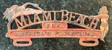 Placa de licença de ferro fundido topper MIAMI BEACH FLA. America's Playground VINTAGE ANOS 50 comprar usado  Enviando para Brazil
