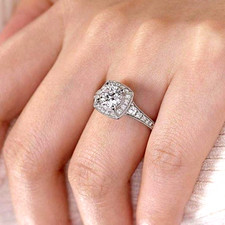 Anel de casamento de noivado Halo corte redondo diamante criado em laboratório ouro branco 14k por cima comprar usado Anel de casamento de noivado Halo corte redondo diamante criado em laboratório ouro branco 14k por cima comprar usado  Enviando para Brazil