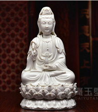 Assento de porcelana chinês Dehua 10" lótus Kwan-yin guanyin deusa segurar vaso estátua comprar usado  Enviando para Brazil