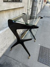 MOBILE CARRELLO GRANDE DEGLI ANNI 50 LEGNO VETRO OTTONE CON ROTELLE TROLLEY comprar usado  Enviando para Brazil