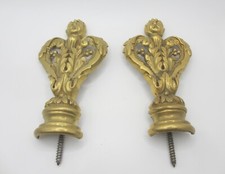 Extremidades de trilho de cortina de latão vintage acabamentos antigos folha rococó francesa antiga, usado comprar usado  Enviando para Brazil