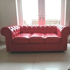 Red leather chesterfield for sale  GRIMSBY
