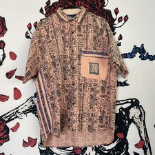 Camisa masculina vintage anos 90 Gitano botão abstrata tribal surf skate onda ritmo algodão G, usado comprar usado  Enviando para Brazil