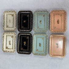 Bandeja superior social vintage pequena conjunto de bandejas de servir 8 florais ouro metal barra EUA comprar usado  Enviando para Brazil