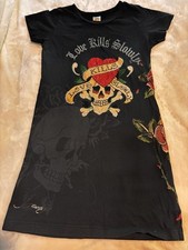 CAMISA ED HARDY Feminina Camiseta Preta LOVE KILLS SLOW VINTAGE Don Ed Hardy Designs comprar usado  Enviando para Brazil