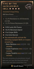 Usado, Diablo 4 ⚜️ Ring of Sacrilegious Soul ⚜️ 4GA BIS Endgame Necromancer ⚜️ Temporada 8 comprar usado  Enviando para Brazil