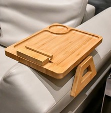 Bandeja de braço de sofá de bambu, bandeja de apoio de braço de sofá com clipe para bebidas e lanches comprar usado  Enviando para Brazil