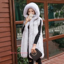 Colete feminino inverno quente luxo pele de raposa falsa com capuz aconchegante colete casacos jaqueta comprar usado  Enviando para Brazil