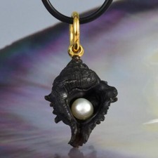 Colgante Tallado Cuerno Negro Caracola Diseño Oro Vermeil Plata de Ley 3.31g segunda mano  Embacar hacia Mexico