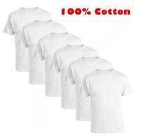 Pacote com 1x 3x 6x camisetas brancas masculinas meninas crianças liso 100% algodão macio uniforme  comprar usado  Enviando para Brazil