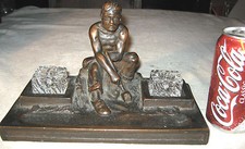 ANTIGUA BANDEJA DE LÁPIZ KBW DESNUDO VESTIDO DE BRONCE FUNDICIÓN HERRERO FORJADO HIERRO MAN TINTERO segunda mano  Embacar hacia Mexico