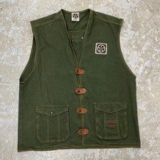 M.A.C. Colete Jeans Masculino 2XLT Lona Verde Bolso Botão Western Utility Work Wear comprar usado  Enviando para Brazil