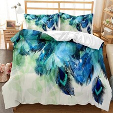 Conjunto de capa de edredom aquarela pavão penas azuis impressão 3D RAINHA comprar usado  Enviando para Brazil