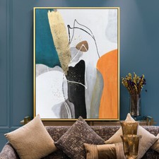Pintura abstrata grande bloco de cores 100% feita à mão arte de parede moderna sala de quadros comprar usado  Enviando para Brazil
