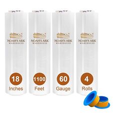 Usado, 18" x 1100 pés calibre 60 4 rolos envoltório de paletes filme elástico mão encolhível envoltório transparente comprar usado  Enviando para Brazil