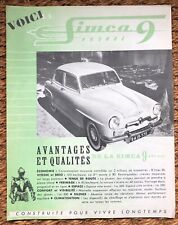 Brochure 1950s simca d'occasion  Expédié en Belgium