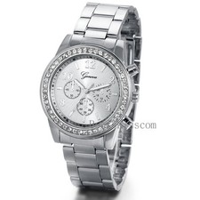 Usado, Relógio de pulso masculino feminino pulseira de aço inoxidável luxo mostrador de strass quartzo analógico comprar usado  Enviando para Brazil