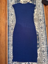 Vestido feminino ZARA de crochê azul marinho sem mangas tamanho grande comprar usado  Enviando para Brazil