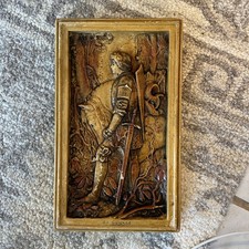 Placa de parede de gesso vintage – Cavaleiro “Sir Galahad” – Decoração arturiana medieval comprar usado  Enviando para Brazil