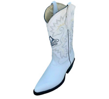 Bota Puntal Vaquera Blanca Botas de Cowboy Masculinas Couro Genuíno Ocidental Branco J Toe comprar usado  Enviando para Brazil