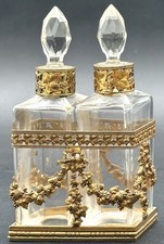 Usado, Conjunto de 2 frascos de cristal francês antigo perfume colônia em Ormolu Caddy comprar usado  Enviando para Brazil