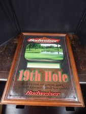 Espelho de golfe Budweiser 19º furo emoldurado 26x20 Bud Beer placa de barra RARA!!!! comprar usado  Enviando para Brazil