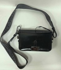 Bolsa tiracolo feminina Off White Virgil Abloh couro clipe encadernador preta, usado comprar usado  Enviando para Brazil