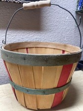 Cesta de madeira dividida vintage rústica para casa de fazenda decoração toque de Natal maçã/pomar comprar usado  Enviando para Brazil