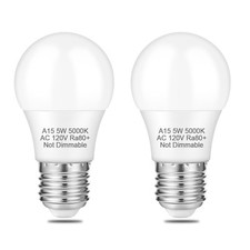 Usado, Pacote com 2 lâmpadas de geladeira A15 5W 120V E26 base LED nÃ£o regulÃ¡vel ... comprar usado  Enviando para Brazil