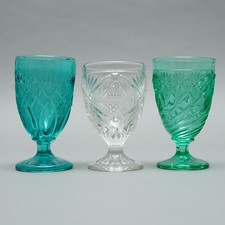 3 troféus antigos de pé de vidro prensado Um 1900 verde claro verde escuro da amizade comprar usado  Enviando para Brazil