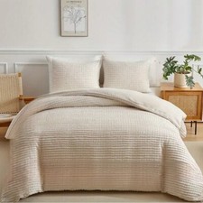 Juego de cama Queen bohemia funda nórdica con cremallera y dos fundas crema segunda mano  Embacar hacia Mexico