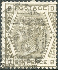 GB 1882 QV 6d cinza Pl.18 (DB) MUITO BOM ESTADO raro GRANDE ERRO E VARIEDADE: CÍRCULOS QUEBRADOS comprar usado  Enviando para Brazil