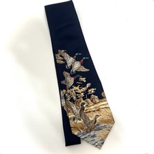 Gravata masculina com estampa de pato Ducks Unlimited seda importada feita nos EUA azul marinho comprar usado  Enviando para Brazil