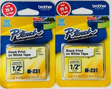 Nova Fita Genuína Brother P-Touch M-231 Preta sobre Branca 2PK comprar usado  Enviando para Brazil