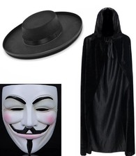 Vestido fantasia Halloween V For Vendetta Anonymous máscara, capa e chapéu Guy Fawkes comprar usado  Enviando para Brazil