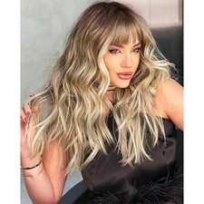 Perucas Ombre Ash loira cinza marrom ondulado 100% cabelo humano com franjas perucas frontais de renda comprar usado  Enviando para Brazil