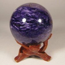 Bola esfera de pedra preciosa roxa CHAROITE 50mm com suporte - Yakutia, Rússia comprar usado  Enviando para Brazil