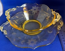 Vintage amber etched for sale  Allegany