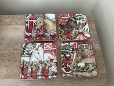 Cavalos de Natal Susan Winget internacionais certificados 6" pratos quadrados (4) cavalo comprar usado  Enviando para Brazil