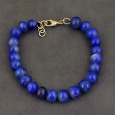 Pulseira feminina exclusiva de safira azul 150 cts formato redondo com miçangas AK 43 E528 comprar usado  Enviando para Brazil
