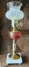 Abajur de mármore vintage de vidro cranberry para mesa quarto comprar usado  Enviando para Brazil